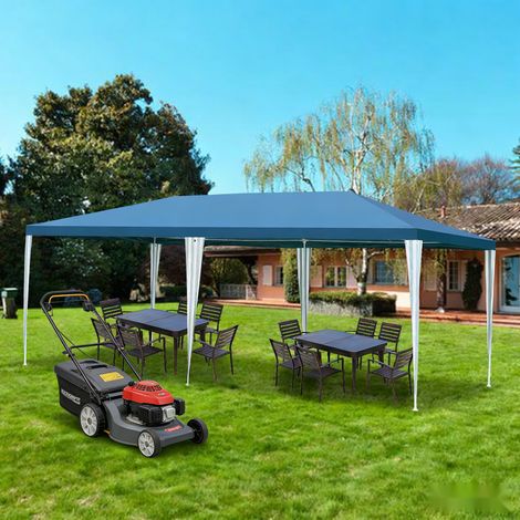 Wolketon Tonnelle de fête 3x6m avec bâche PE anti-UV, tente de jardin stable pour barbecue et événements extérieurs Bleu (1/4)