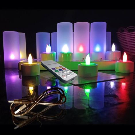 bougies chauffe-plat rechargeables sans flamme Lot de 12 Bougie LED Rechargeable Bougie Électrique (1/2)