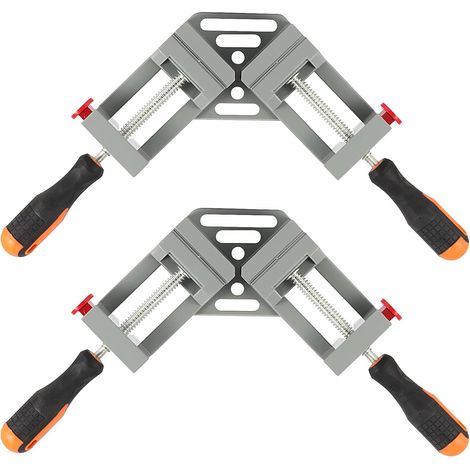 Pince d'angle à double poignée, pince d'angle à angle droit à 90 degrés avec mâchoires pivotantes réglables en alliage d'aluminium, pour le travail du bois, le soudage, 2 pièces (1/4)