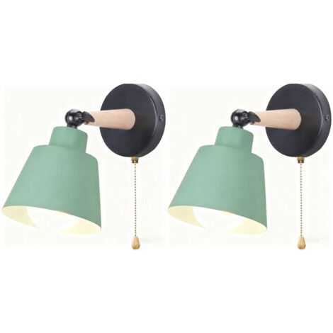 royaluxe- 2PCS Applique Murale Moderne Applique Murale Rétro Minimaliste Lampe Murale D'Intérieur Nordique E27 Vert (1/5)