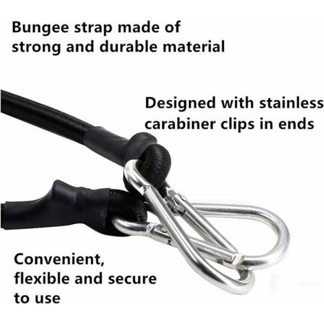 Tendeur Élastique - 2 M - Extensible Jusqu'à 3,1 M - Crochets Acier Inoxydable - 8 Mm D'épaisseur - Lot De 1 (1/4)