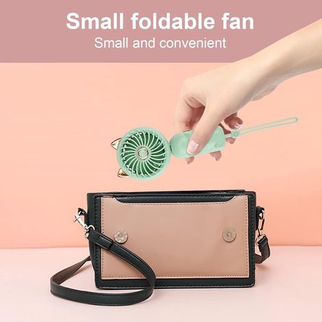 Mini ventilatore USB portatile e pieghevole - 3 velocità - Ideale per ufficio o uso interno - 1 pezzo - Verde (1/5)