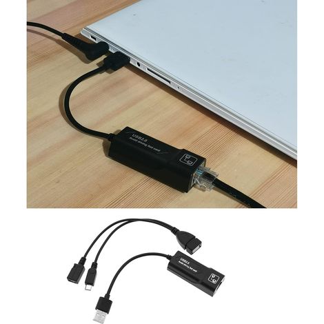 2pcs USB 2.0 vers RJ45 Adaptateur Micro USB OTG Câble USB2.0 Carte Réseau vers RJ45 Adaptateur OTG Câble Adaptateur Accessoires pour TV Média cubique Joueur (1/4)