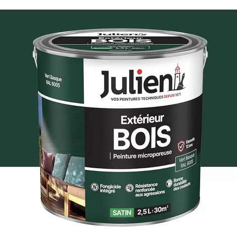 Peinture Extérieur Bois Microporeux Julien Vert Basque 2,5 L (1/3)