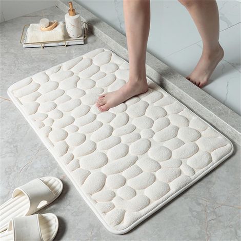 Tapis De Sol - Tapis Absorbant En Mousse Mémoire - Motif En Relief 3D - Antidérapant - Pour Salle De Bain Cuisine Séjour - 40 X 60 Cm - 2 Pièces (1/4)