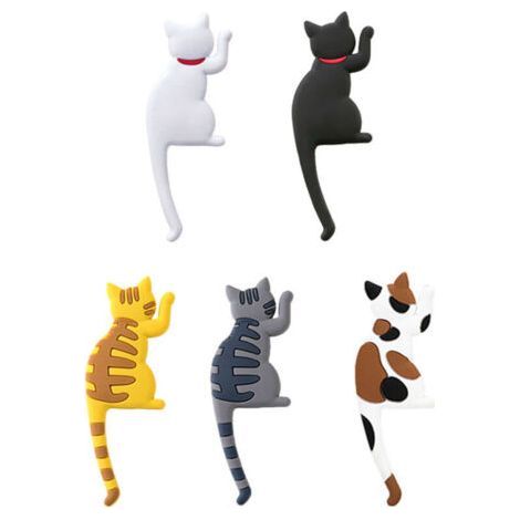 Lot de 5 Crochets Magnétiques Chat Mignon pour Frigo - Aimants Puissants Adhésifs - Décoration Réfrigérateur - Organisation Cuisine - Cadeau Original pour Amoureux des Chats (1/5)
