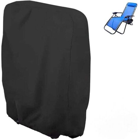 Housse de bain de soleil de jardin imperméable - 96 x 20/34 x 85 cm - Pour extérieur, jardin, balcon ou terrasse - Noir (1/4)