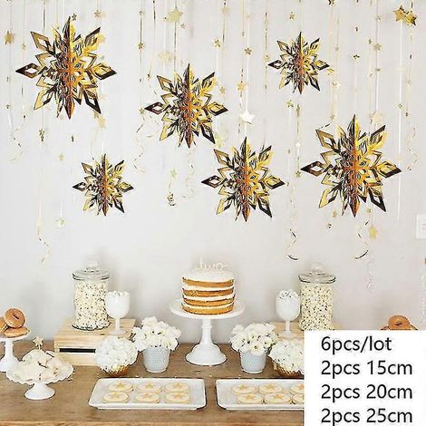 Guirlande bannière en papier à flocons de neige artificiels 3d décorations de Noël pour la maison win (1/5)