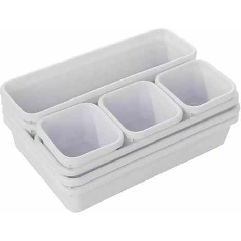 Organis De Tiroir Transparent Divis De Rangement Plateau De Rangement Tiroir Avec 3 Tailles De Bacs De Rangement Pour Couvert Bijoux Cosmétiques Pour Cuisine Chambre Salle De Bain (1/5)