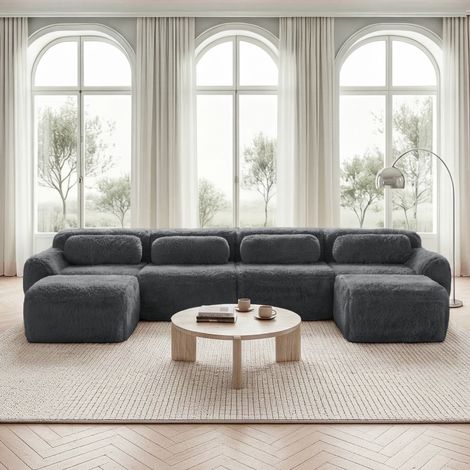 Canape dangle modulable tissu peluche gris OKMYHOME (1/5)