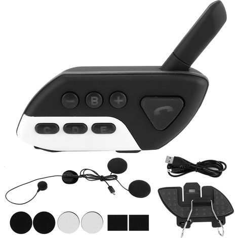 Casque moto intercom Bluetooth kit mains libres écouteurs réduction bruit 120km/h blanc équipement casque moto (1/5)
