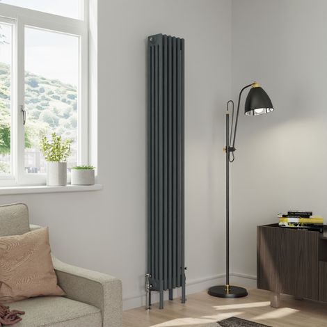 Warmehaus Traditional 4 Column Anthracite Radiator Cast Iron Style Radiators 1800x290mm
