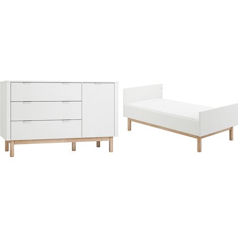 Lettino evolutivo 70x140 e Cassettiera a 3 cassetti 1 anta Pinio Miloo Bianco