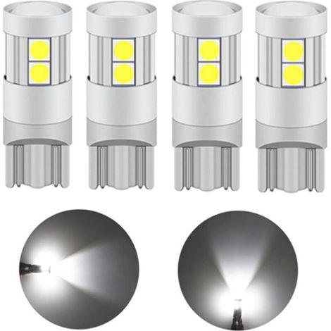 Bombilla LED T10 de 5W, 12V/24V, blanca, 6000K, con lente de proyector (4 unidades)
