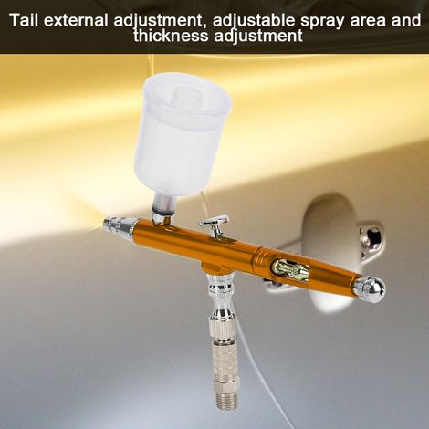 Pistolet aérographe de précision 0.3mm, set mini avec réglage externe, outil de pulvérisation DIY 20CC/40CC, finition dorée (1/4)
