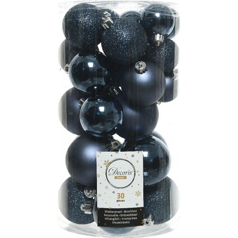 30 PALLINE DI NATALE BLU NOTTE ASSORTITE ALBERO DI NATALE ADDOBBI DECORAZIONI (1/3)