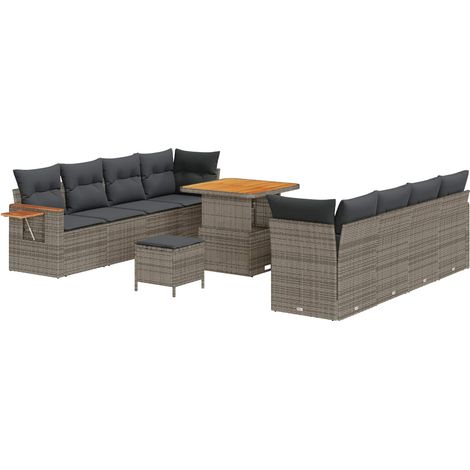 Garden Sofa Set 11 pcs Grey Poly Rattan vidaXL (1/5)