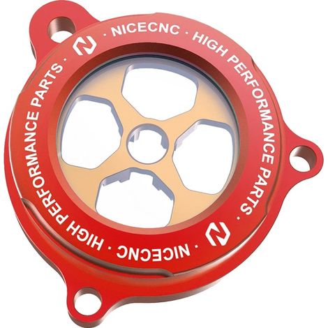 Coperchio del filtro dell'olio motore, design trasparente, alluminio lavorato a CNC, rosso (1/2)