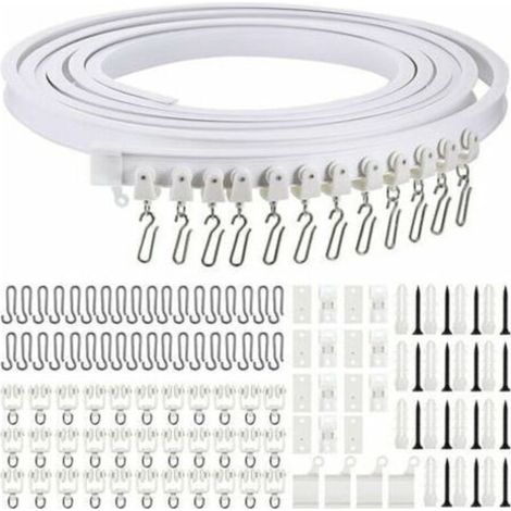 5 Meter Bendable Ceiling Curtain Track Flexible Curtain Rail Track for Soft Curtain Rail for Curtain Track with Metal Curtain Hooks Room Divider for Curtains (1/5)
