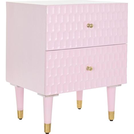 Table de chevet / table de nuit en manguier coloris rose pale - Longueur 52 x Profondeur 42 x Hauteur 62 cm -PEGANE- (1/4)