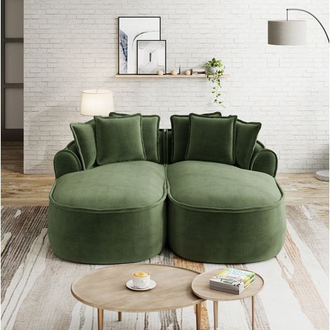 Canapé convertible modulable en chenille verte OKMYHOME (1/5)