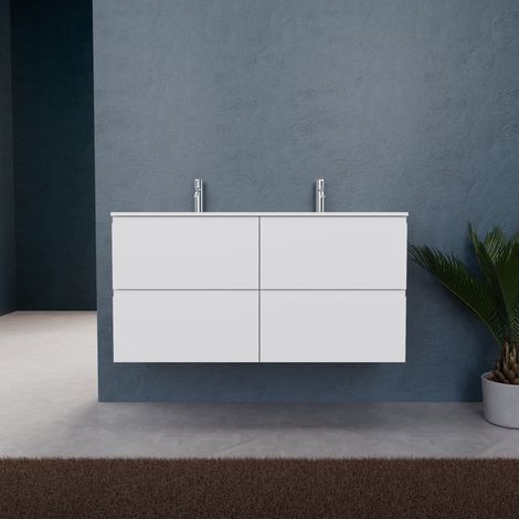 Inda - Mobile bagno L.120 con doppio lavabo opaco / Bianco opaco