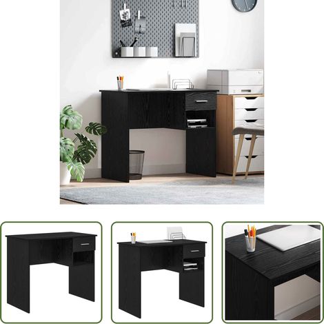 vidaXL Schreibtisch Schwarz -  Schreibtisch Schwarz Eichen-Optik 90 x 49 x 75 cm Holzwerkstoff (1/5)