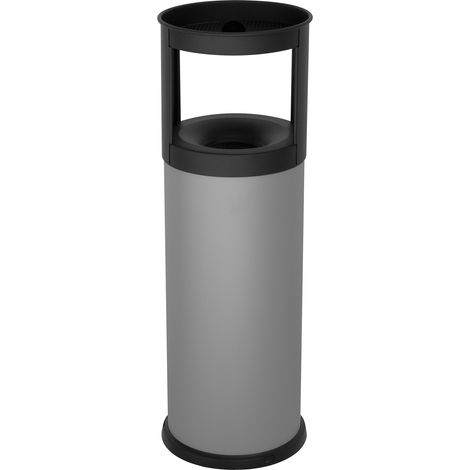 Pattumiera Gettacarte Ø25xh80 cm Autoestinguente Posacenere in Acciaio Verniciato Grigio (1/2)