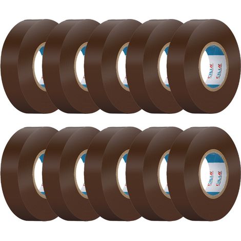 CILIA Lot de 10 Rubans Isolants Électriques PVC 19mm x 25m Chatterton chatterton - Scotch d'Électricien Ignifugé - Adhésif Professionnel Norme IEC - 600V - Pour Câbles et Fils - Couleur: Marron (1/5)