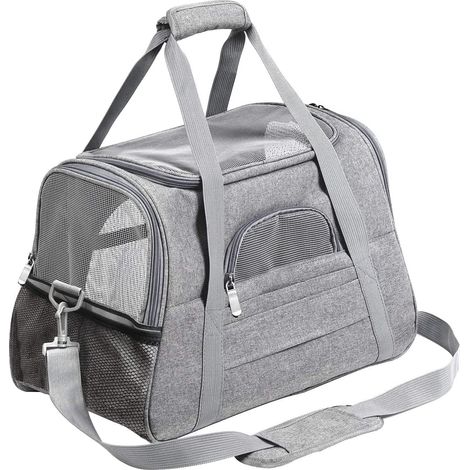 OCMCM Sac Transport Chat, Sac Transport Chien Respirant et Pliable, Caisse de Transport Chat avec Bandoulière Réglable, Cage Transport Chat avec Matelas en Peluche Amovible (1/2)