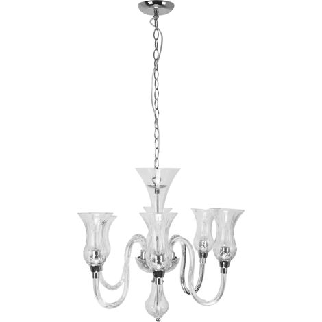 Premier Housewares Glass and Chrome 6 Arm Chandelier (1/5)