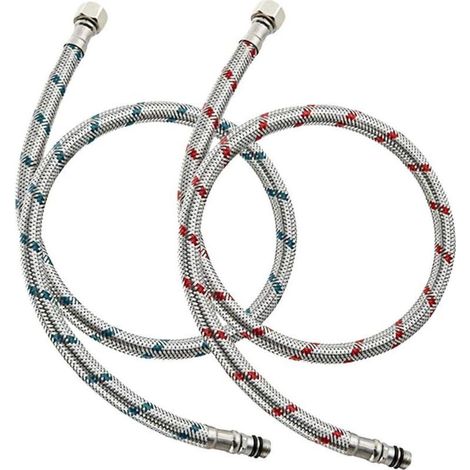 2 Pièces Flexible Robinet Cuisine G3/8 X M10 X 60cm Tuyau de Raccordement de Robinet Flexible pour Robinet Mitigeur éVier de Salle de Bains,Acier Inoxydable (1/5)