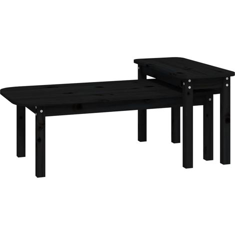 Maison Exclusive - 2-tlg. Couchtisch-Set Schwarz Massivholz Kiefe