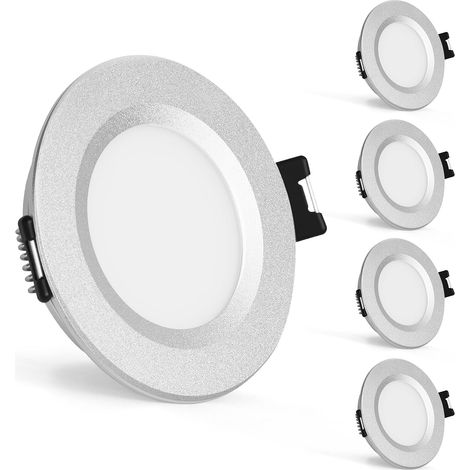 Spot LED Encastrable 12V Camping Car Dimmable, 3W Spots de Plafond 3000K Blanc Chaud 240LM, Alu Plafonnier Extra Plat Trou 58-62mm, IP44 Spot LED Salle de Bain pour Caravane Bateau, Lot de 4 (1/5)