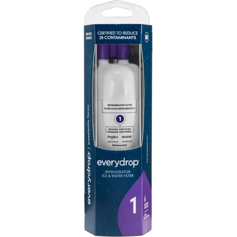 BEBUSINGOTO Filtro de agua y hielo para refrigerador Every Drop Whirlpool 1, EDR1RXD1, paquete individual, morado (1/5)