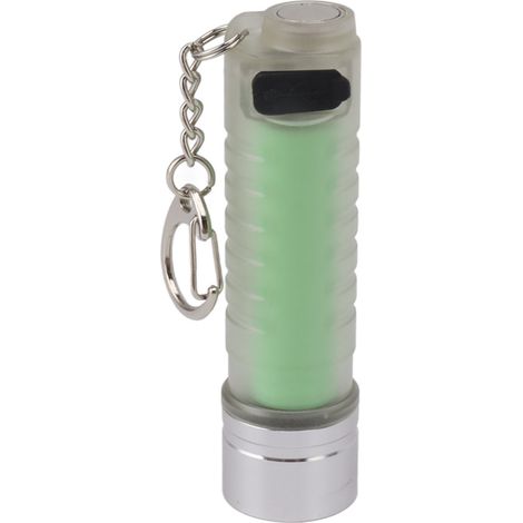 Mini lampe torche porte-clés blanche avec LED, rechargeable par USB Type-C, étanche (IP65),