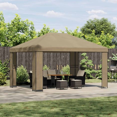 vidaXL Gazebo 4 × 3 m Beige Poliestere e Acciaio 190 gsm