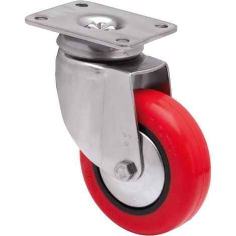 rueda giratora placa inox.10bhi60cp-ppia poliamix-poliur.rojo eje liso (1/2)