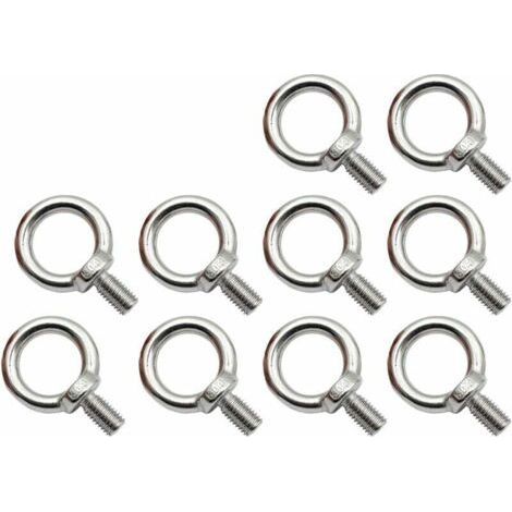Lot de 10 boulons à œil M8 en acier inoxydable, boulons à œil antirouille, boulon à œil rond, boulon à œil rond, boulon à œil, acier inoxydable 304, pas facile à corroder. (1/5)