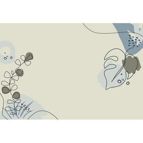 Papier peint panoramique design beige et bleu Tapisserie panoramique moderne graphique Papiers peints panoramiques à motifs feuilles (1/2)