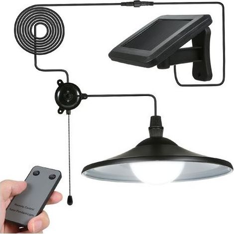 Solar light control modes: 2 LED shed lights with remote control cord switch for indoor and outdoor use (1/5)