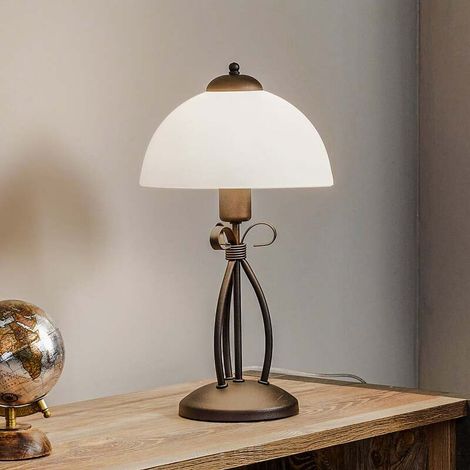 [NEUWERTIG] B-Ware Tischleuchte Adoro LED Lampe Tischlampe Leuchte braun weiß 43cm Höhe 25cm Ø (1/2)