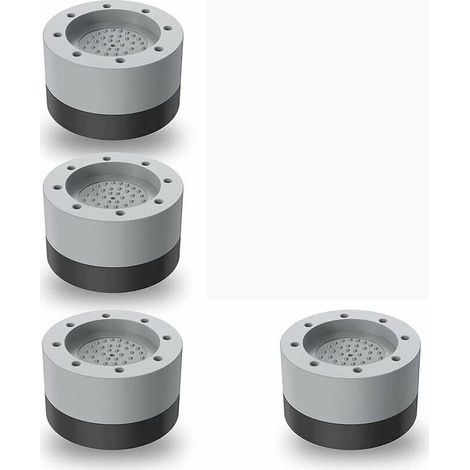 Lot de 4 pieds amortisseurs pour lave-linge – hauteur 2,5 cm, couleur gris anthracite + tapis antidérapant noir 1,5 cm (1/5)