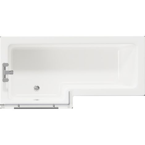 Wholesale Domestic Loire 1700mm Left Hand L Shaped Shower Bath with Towel Rail Bath Screen and Nero Oak Front and End Bath Panel (1/5)