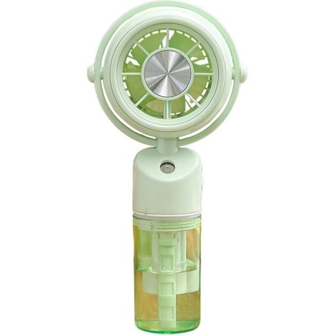 Mini ventilateur portable avec brumisateur, pulvérisateur d'eau et recharge USB, ventilateur de bureau compact pour été, voyage et extérieur, vert (1/5)
