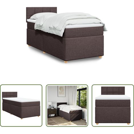 vidaXL Surmatelas -  Sommier à lattes de lit avec matelas Marron foncé 90x190 cm (1/5)