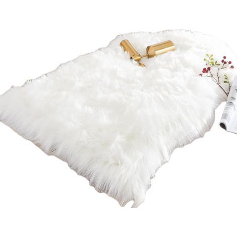 Housse de chaise en fausse fourrure douce 60 x 90 cm - Blanc (1/5)
