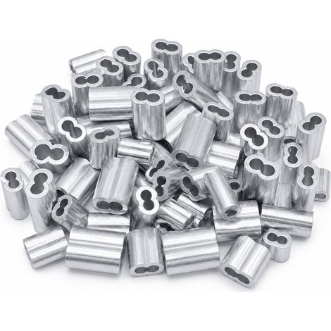 50 serre câbles aluminium 3 mm à double trou pour câble acier (1/5)