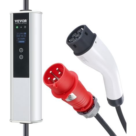 Mophorn Tragbares EV-Ladegerät Typ 2, 32 A 7,36 kW/22 kW, Ladegerät für Elektrofahrzeuge mit 7,5 m Kabel, CEE 32-Stecker, LCD, Heimladestation mit Tragetasche, IP66