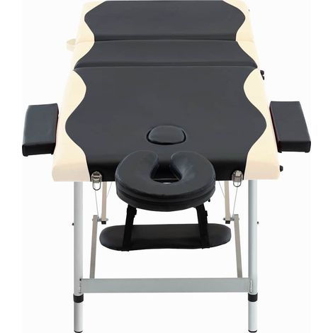 vidaXL Camilla de masaje plegable 3 zonas aluminio negro y beige (1/2)